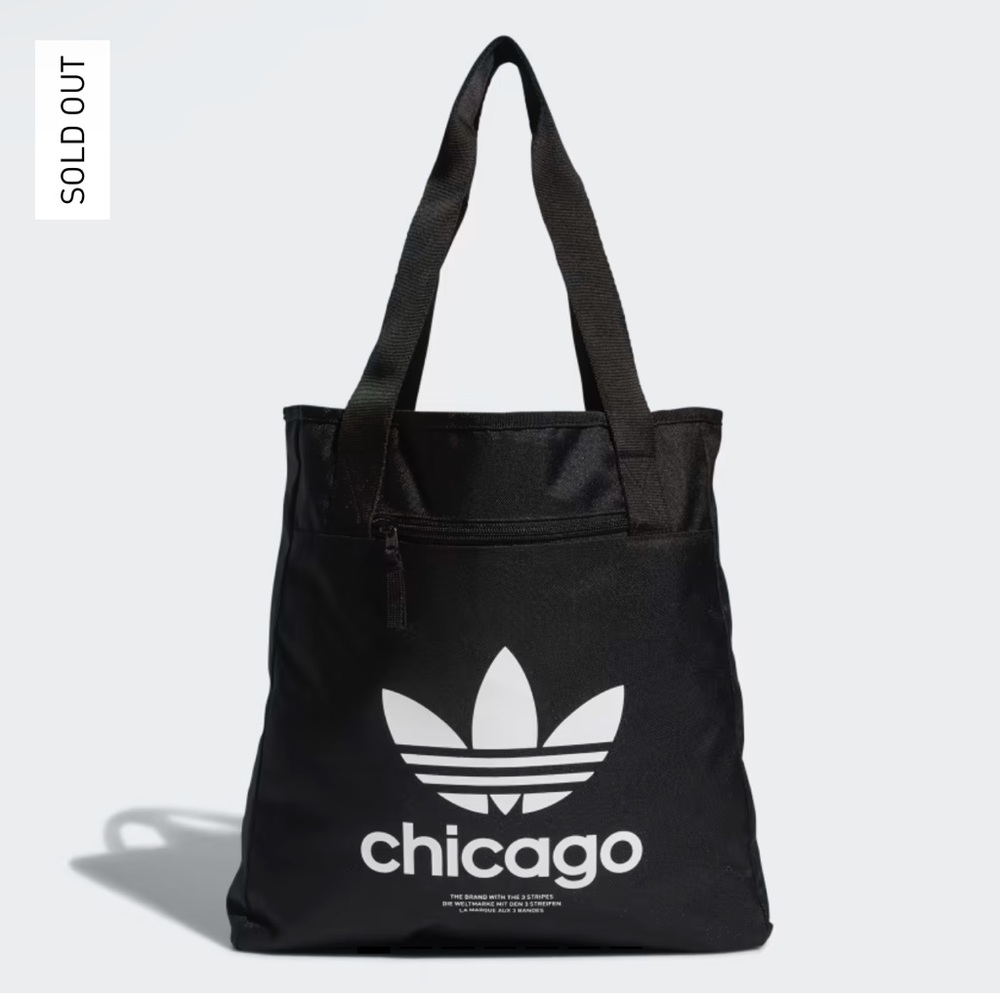 Adidas Chicago tote bag Black White Logo Pockets Shoulder Used reusable